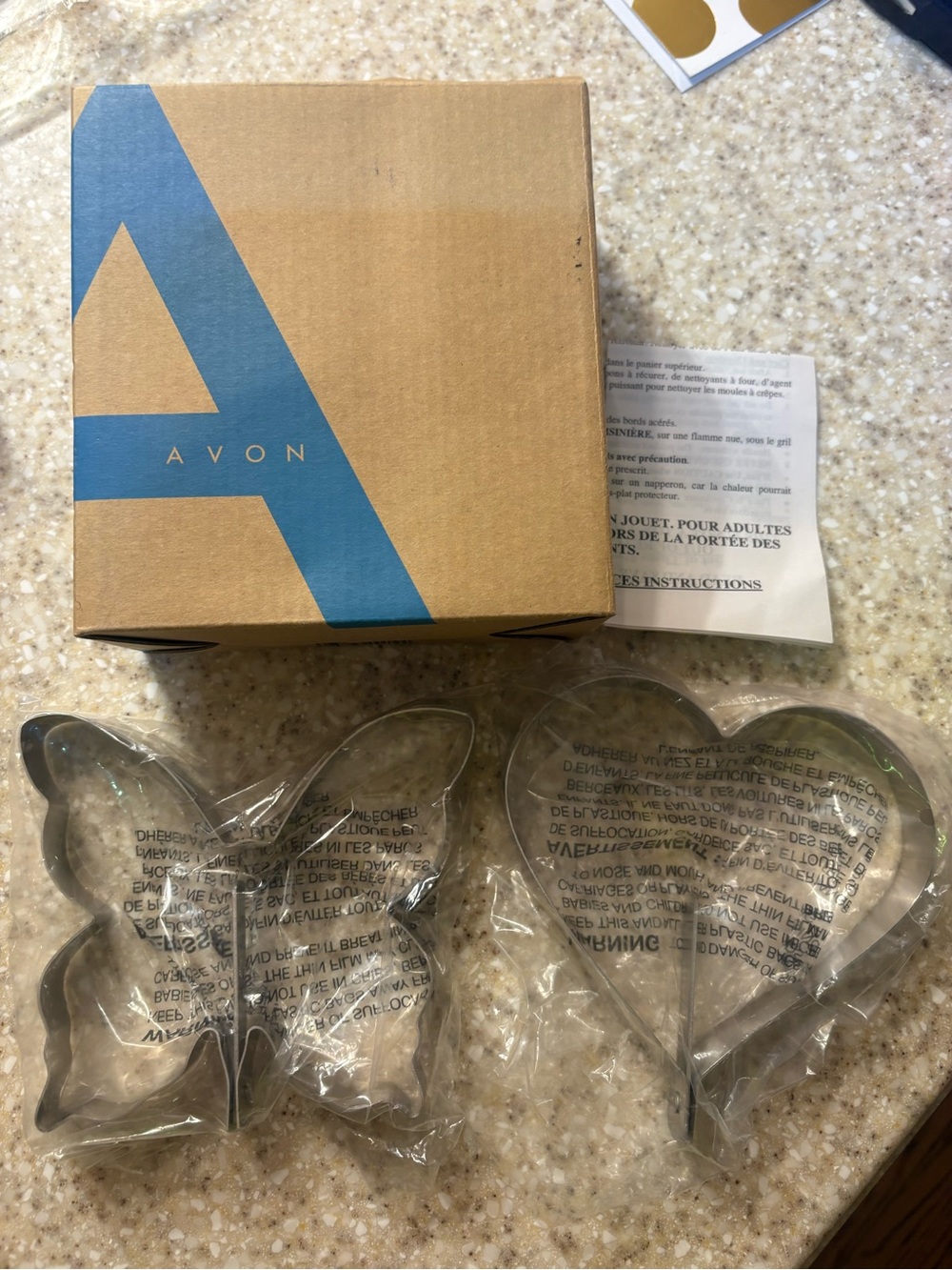 2- Avon Clear Butterfly & Heart Cookie Cutters - Transparent